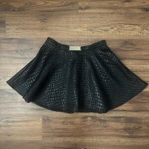 Y2K Seduction Black Croc Mini Skirt Low Rise Club Skirt Women Medium Goth Party‎